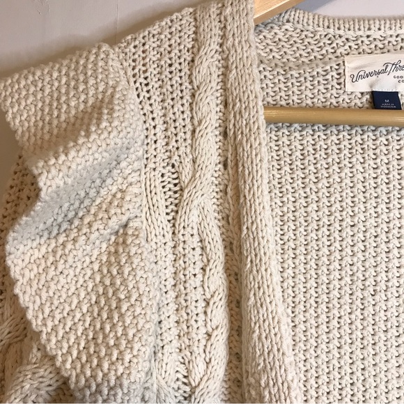 Universal Thread Open Cardigan Cable Knit Ruffle Sweater Size Medium - Picture 2 of 14